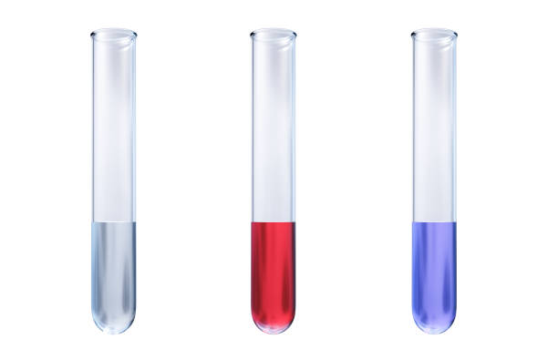 Test tube with different colors, 3d rendering. Digital drawing.