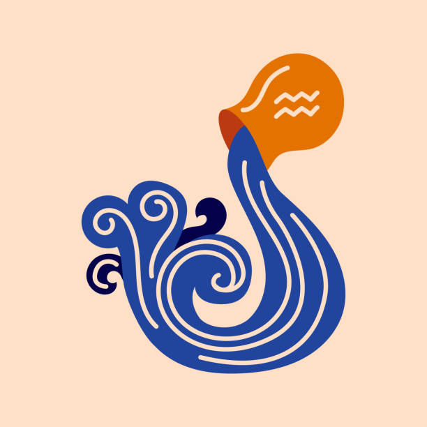 Aquarius color concept. Zodiac sign. Astrology and horoscope. Aquarius color concept. Zodiac sign. Astrology and horoscope. Predictions and human character. Element air. Ruler Uranus. for karma clip art stock illustrations