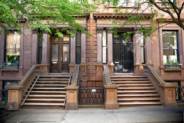 brooklyn heights - brownstone stok fotoğraflar ve resimler