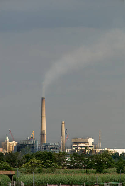 Smoke Stacks over New Jersey stock photo