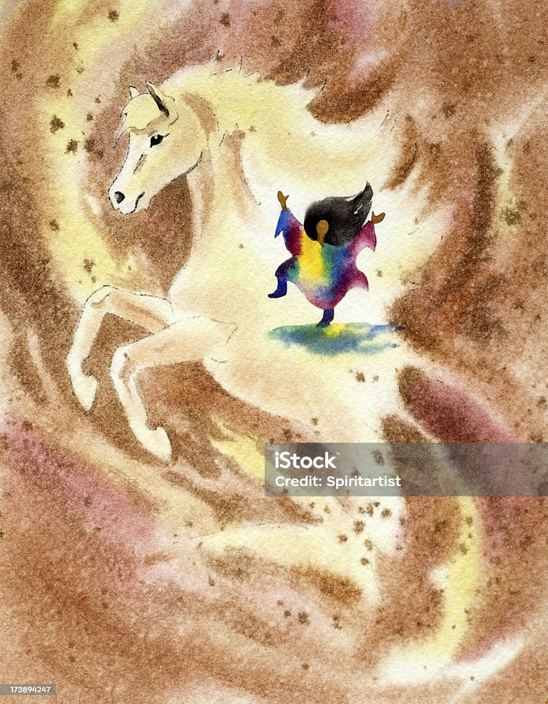 Pony et fille danse - Illustration de Cheval libre de droits