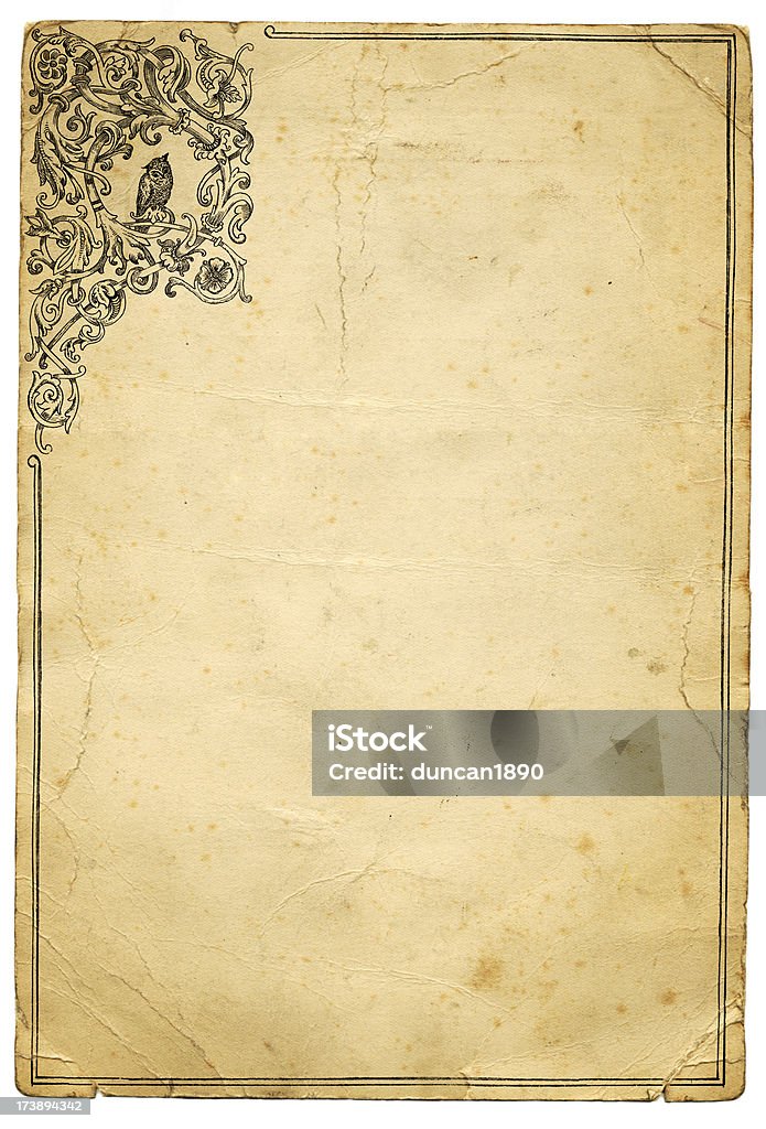 Papier z Grunge Sowa ramki - Zbiór ilustracji royalty-free (Średniowieczny)