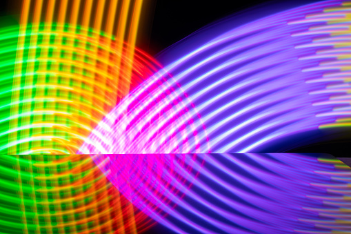 Abstract background with lines and colorful lights