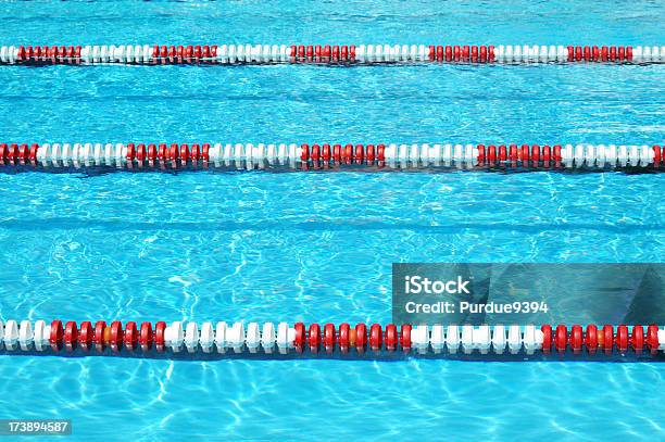 Photo libre de droit de Rouge Blanc Et Bleu Couloir De Natation Dans La Piscine banque d'images et plus d'images libres de droit de Couloir de natation