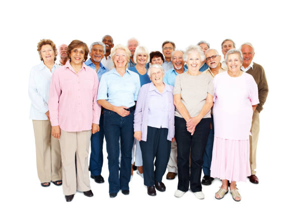 istock Elderly people standing against white background 173894674