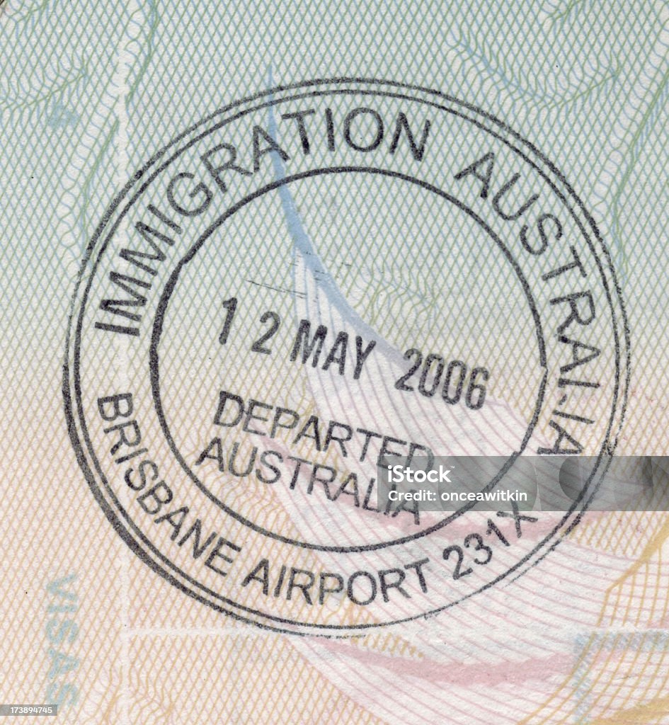 Australian immigration stamp immigration stamp in Austraian passport 2006 Passport Stamp Stock Photo