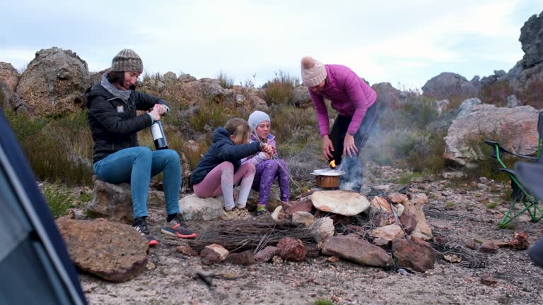 Girls out enjoying a camp weekend in the mountains