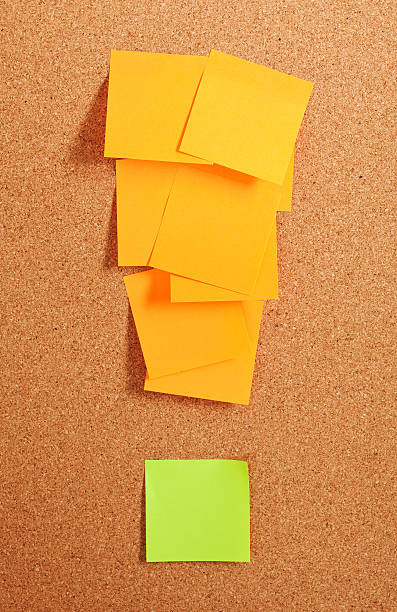 istock Exclamation mark from stickers on cork board 173895510