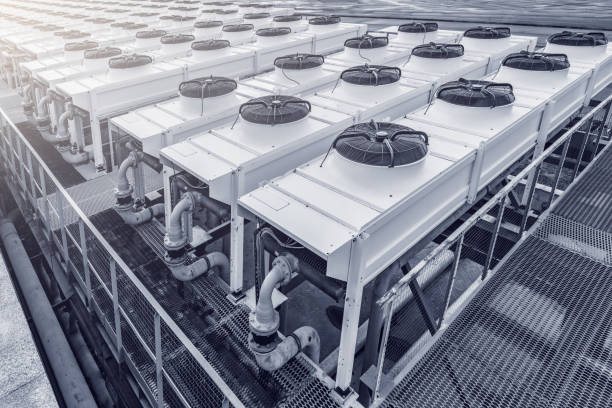 istock Air conditioning system assembled and installed on top of the building. 1738955322