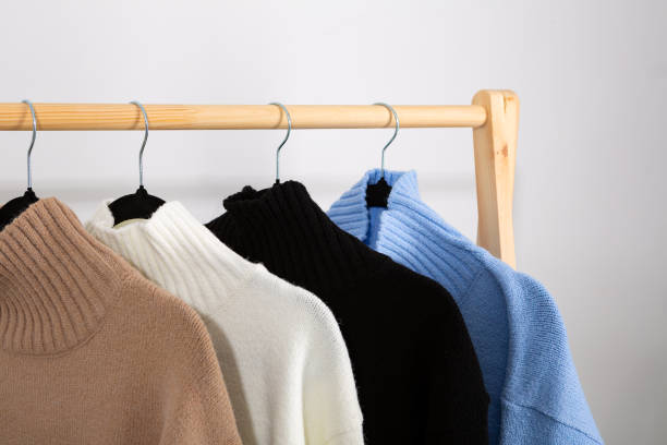 istock Collars of knitted wool sweaters close-up 1738963515
