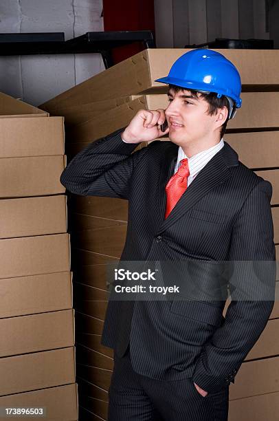 Engineer In Warehouse Stock Photo - Download Image Now - Adult, Adults Only, Box - Container