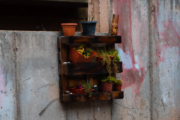 istock Planter made with pallets on a wall. Artisan hanging planter. 1738967261