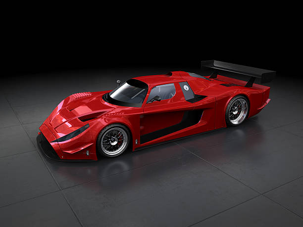 istock Red sport car on black background 173896827