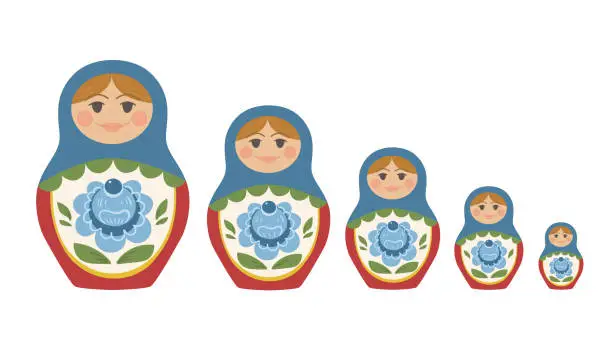 Vector illustration of Matryoshka dolls of different sizes