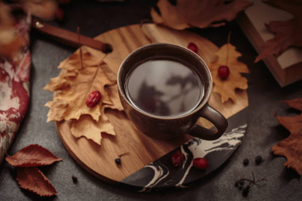 istock Autumn composition with hot drink and foliage 1738971581