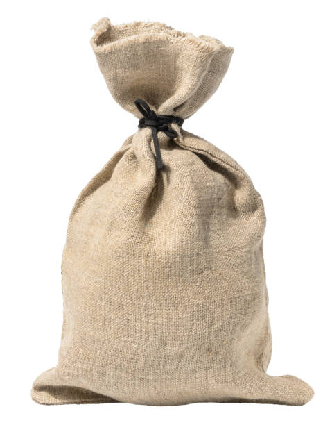 istock Full canvas bag tied with rope and isolated on a white background 1738972650
