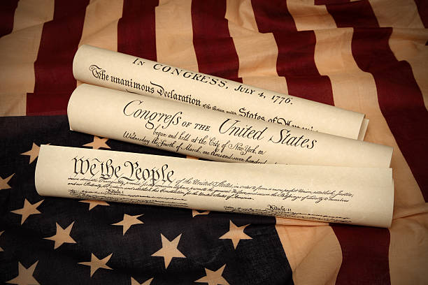 Documents of America History and US flag