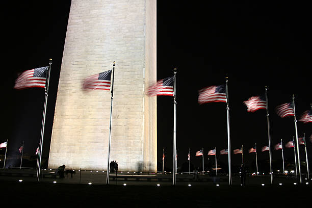 istock American flags below the Washington Monument 173897515
