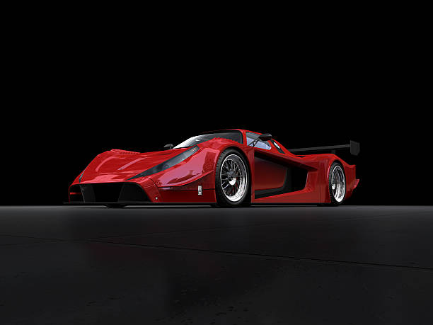 Red sport car on black background stock photo