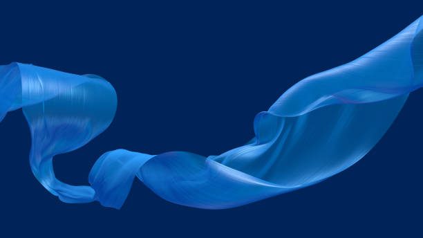 istock Blue cloth flying the wind on dark blue background 3d render 1738977264