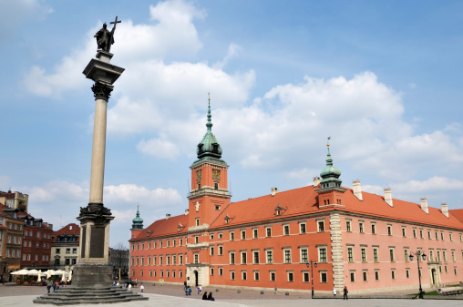 The Royal Castle on the The Castle Square in Warsaw and the King Zygmunt's Column. 
