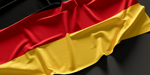 Flag of Germany. Fabric textured Germany flag. 3D illustration.