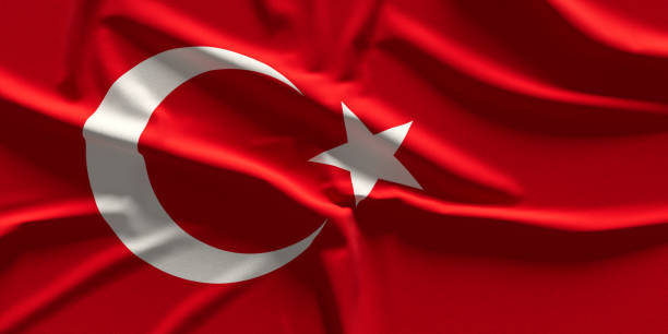 istock Flag of Turkey. Fabric textured Turkish flag . 3D illustration. 1738986123