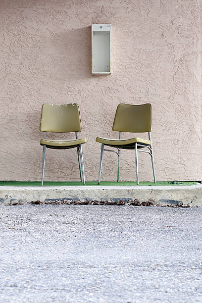 Retro Chairs on Pink Stucco stock photo