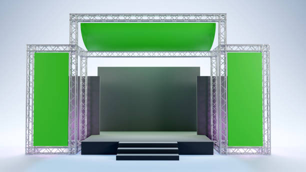 istock 3D rendering of the stage show and truss construction with blank screen for concert performance, Business concept 1738993668