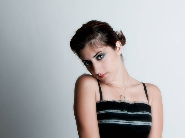 portrait of a beautiful girl close up in studio