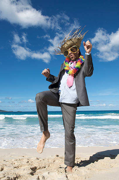 istock Happy Tourist Businessman Dancing Outdoors on the Beach 173899887