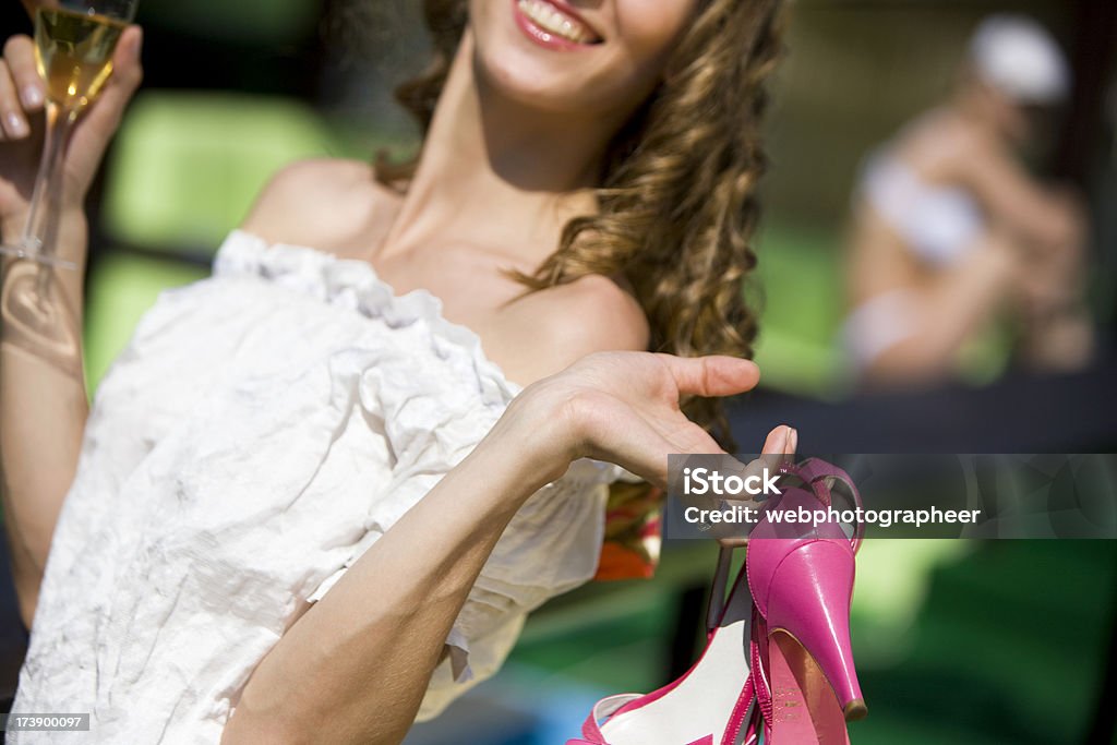 Woman with shoes and wine Woman with shoes and wine, canon 1Ds mark III Adult Stock Photo