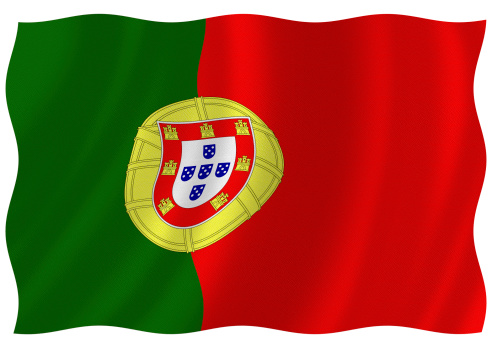 Flag of portugal waving with highly detailed textile texture pattern