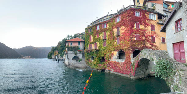The village of Nesso on Como Lake , Italy, Europe. stock photo