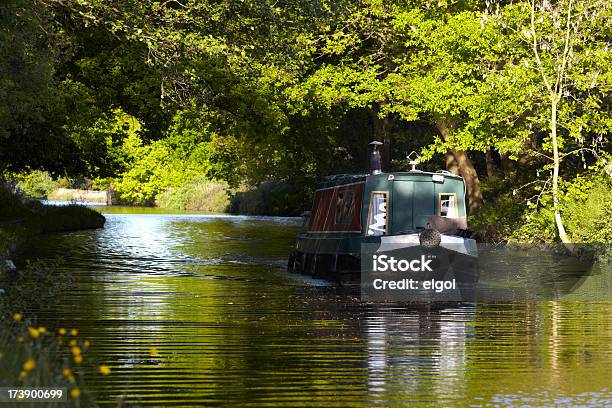Foto de Canal Narrowboat Emergentes Em Luz Do Sol Da Floresta e mais fotos de stock de Warrington - Inglaterra