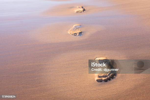 Praia Footprints - Fotografias de stock e mais imagens de Ao Ar Livre - Ao Ar Livre, Areia, Beira d'Água