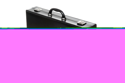 Black briefcase on white background