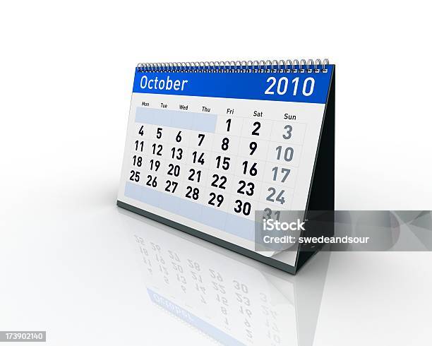 Kalender Oktober 2010 Stockfoto und mehr Bilder von 2010 - 2010, Aktenordner, Blau