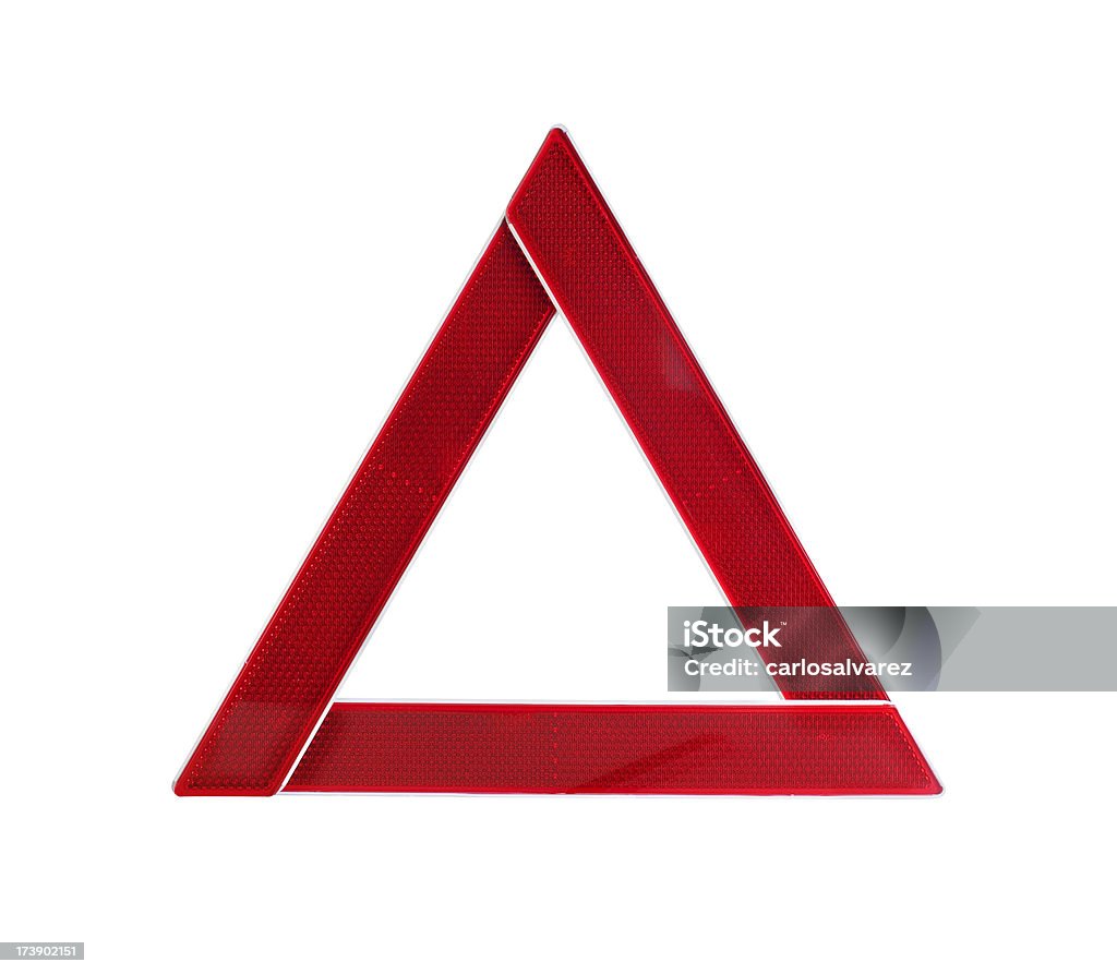 Rosso Triangolo di segnalazione - Foto stock royalty-free di Automobile in panne