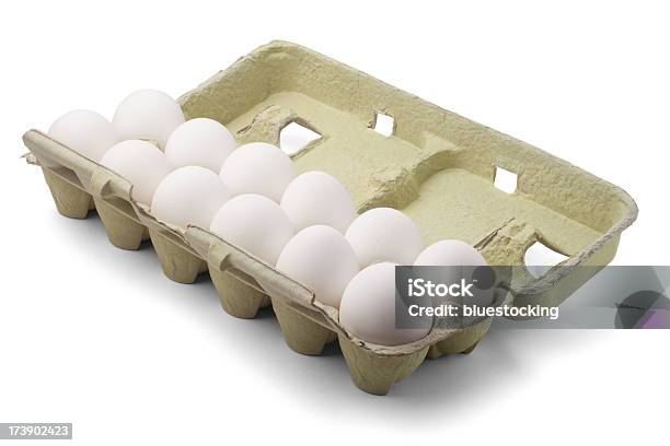 Foto de Caixa De Ovos Isolado No Branco Com Traçado De Recorte e mais fotos de stock de Caixa de Ovos