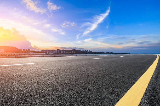 istock Highway and skyline nature landscape at sunset 1739026318