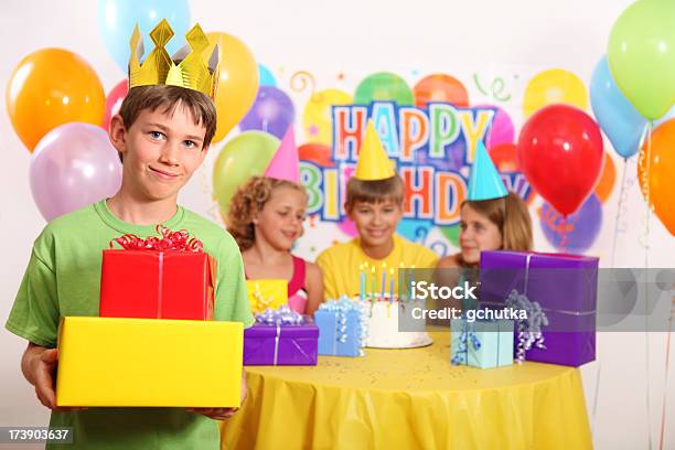 Boys Birthday Party Stock Photo - Download Image Now - 10-11 Years, 8-9 Years, Balloon