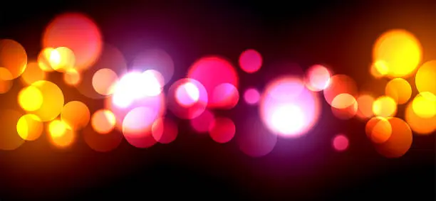 Vector illustration of Abstract. Colorful bokeh blur light on night background. vector.