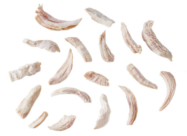 istock Boiled shredded chicken meat isolated on a white background. 1739039031