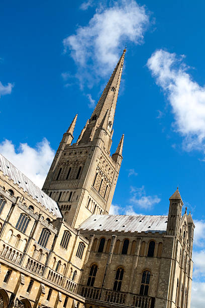 노위치 캐서드럴 첨탑 - norwich cathedral east anglia norfolk 뉴스 사진 이미지