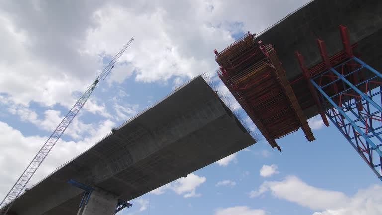 Scaffold support holds traffic bridge at construction site