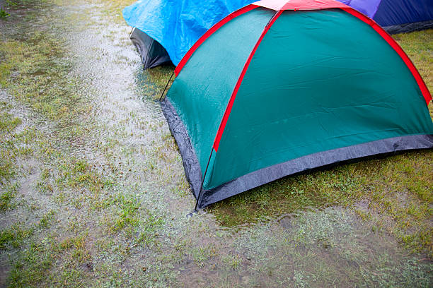 Wet camping stock photo