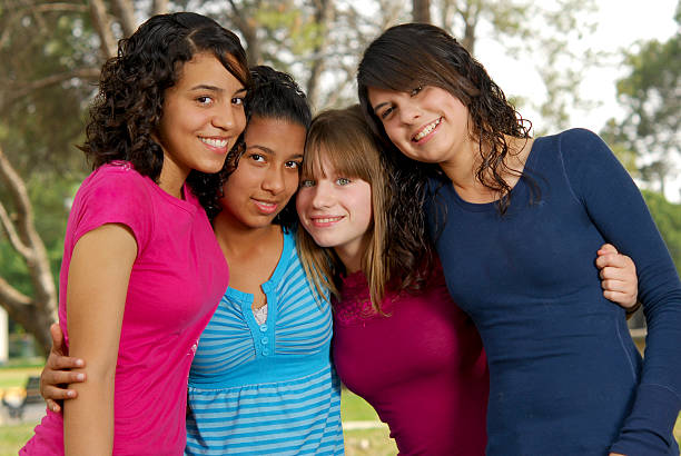 Group of best friends having good time