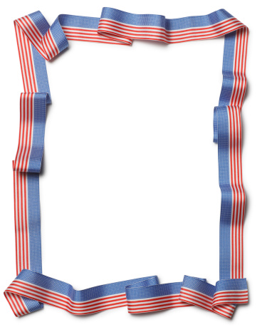 A border created by a patriotic ribbon. Clipping path included.