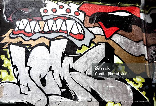 Wild Graffiti Vandalism Art Series Stock Photo - Download Image Now - Graffiti, Animal, Animal Teeth